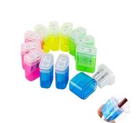 Yeenano Sacapuntas,12 Pcs Sacapuntas con Deposito,4 Colores Sacapuntas Manuales Portátiles,Sacapuntas de Doble Agujero,Pencil Sharpener para Niños,Estudiantes,Escuela, Hogar,Oficina