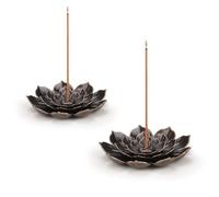 Yeenano Soportes de Loto de Latón Portainciensos,2 Piezas Soporte Incienso Loto 6 Hole de Loto de Palo Quemador de Incienso Quemador de Incienso de Loto con Receptor Ceniza para Decoracion Hogar