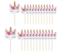 Yeenano Unicorn Cupcake Topper,24 piezas Decoracion Tarta Unicornio Toothpick Flags,Supplies Cake Decorations para Niños Niñas Regalo Unicornio Decoraciones de Fiesta de Cumpleaños
