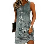 Yeenily Mujer Vestido Cuello Redondo Manga Larga Imprimir Túnicas Mini Ajustado Casual Vintage Otoño Vestir