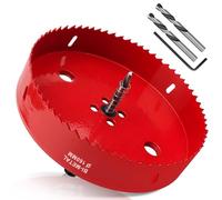 Yeepeo Sierras de Corona 160mm, M42 HSS Bi-Metal Corona Taladro con Adaptador Hexagonal y Taladro, Corona Metal para Pladur Madera Plástico, 1 pieza Rojo