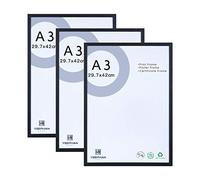 YEEPHAN - Marco de fotos A3 negro (29,7 x 42 cm, marco de madera maciza, marco para cuadros y marcos para certificados A3 para montaje en pared