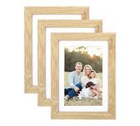 YEEPHAN Marco de fotos de 13 x 18 cm, juego de 3 unidades, madera de densidad media, marco de fotos de 5 x 7 pulgadas con cristal plexi, para fotos de 10 x 15 cm con paspartú o 13 x 18 cm sin