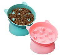yeeplant 2 cuencos elevados de alimentación lenta para gatos y perros, a prueba de derrames y verde, promueve una mejor digestión, ayuda a prevenir la asfixia
