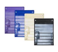 yeeplant 4 tablas de bolsillo de 7 capas con fuerte fuerza de fijación para aula, colores negro, azul, beige, tabla de horarios diarios para colgar en la pared