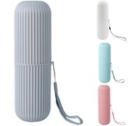 yeeplant 4 vasos cilíndricos portátiles, juego de soporte para cepillo de dientes de viaje, textura a rayas, diseño desmontable, regalo ideal para ducha, multiusos, disponible en rosa, verde, blanco