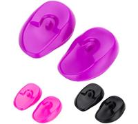 yeeplant 6 fundas de silicona para los oídos, tinte para el cabello y orejeras de salón permanente, tamaño universal para tratamientos de aceite caliente, juego de color negro y violeta