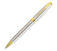 yeeplant Bolígrafo ejecutivo de metal plateado, punta de escritura de 1 mm, detalles dorados, agarre cómodo, elegante regalo de negocios para oficina, trabajo, escritura suave
