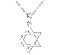 yeeplant Collar de plata S925, colgante de estrella de David para mujer, centro hueco, pulido suave, cadena ajustable, uso diario y ocasiones especiales