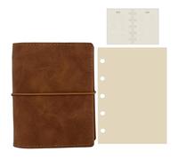 yeeplant Cuaderno compacto de viajero, cuero de oveja moca M5, carpeta de 6 anillas, papel de 50 hojas, calendario 2025