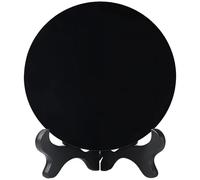 yeeplant Espejo mágico redondo de obsidiana, placa energética Feng Shui con soporte, formación de 7 estrellas, elegante espejo negro para meditación, calma y autorreflexión
