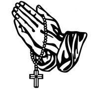 yeeplant Manos rezando con cuentas de rosario, arte de pared de metal, decoración religiosa de pared, cruz cristiana de hierro vintage, letrero de fe de metal negro para el hogar