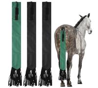 yeeplant Oxford - Bolsas protectoras de cola de caballo con flecos, juego de 3 piezas con correas de nailon, fundas para cola de caballo en negro y verde para un mantenimiento limpio de la cola