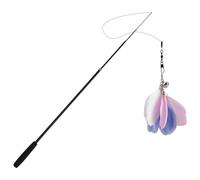 yeeplant Palo de juego portátil de animales: juguete retráctil divertido de pluma falsa para gatos, juguete interactivo antideslizante para mascotas para ejercicio