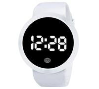 yeeplant Reloj deportivo LED simple a la moda para hombres y mujeres, pulsera redonda, reloj de pantalla táctil, rojo & negro, L