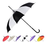 yeeplant Sombrilla parisina vintage blanca y negra con mango de gancho