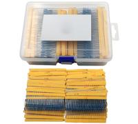 yeeplant Surtido de 2600 resistencias de película metálica, 1/4 W, 0,25 W, 130 valores (1Ω-3 MΩ), incluye almacenamiento con etiquetas codificadas por colores