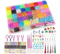 YeeQo 4100+ Loom Bandas Set, 54-Raster Loop Pulseras Set Niños DIY Caja de Producción, Incluye Telar, Aguja de ganchillo, Perlas y Otros Accesorios. Loops Gomas, Juguetes Creativos y Regalos