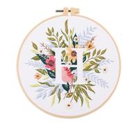 YEESAM ART Kit de iniciación de bordado con hermosas flores y patrones de letra H, juego completo de bordado de punto de cruz para adultos, principiantes, costura