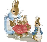 YEESAM ART Kits de punto de cruz para adultos, principiantes, anime, dibujos animados, conejo, animales preimpresos o sin impresión, kit de iniciación de bordado de Peter Rabbit con sello o sin sello