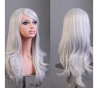 YEESHEDO Peluca de carnaval de 70 cm, color gris, larga y completa, para cosplay, rizado, ondulada, para mujer, para uso diario, fiesta larga, Halloween y Navidad