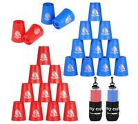 yeesport 24 vasos apilables deportivos, juego de entrenamiento de velocidad para competición de desafíos, vasos apilables de plástico, juego familiar clásico para niños y adultos, azul y rojo