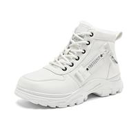 Yeeteepot Botas para Mujer Invierno Calentar Forrado Botines Antideslizante Nieve Zapatos Aire libre Deportivo Zapatos Casuales Viaje Boots Blanco 38 EU = Etiqueta 39