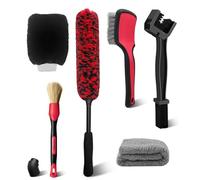 YeewayVeh Kit de limpieza de motocicleta de 6 piezas, cepillo de rueda de lana, cepillo de neumáticos y cadena, cepillo de detalles, toalla de microfibra ultra afelpada y guante de lavado de coche