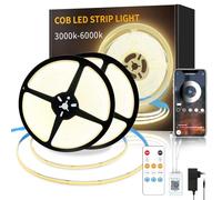 Yeewhale Tira LED COB regulable de 30 m, 24 V, juego de tiras LED COB flexible de 3000 K, blanco cálido, iluminación brillante de la unidad inferior para el hogar, fiesta, decoración de bricolaje