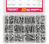 YEEZET 572pcs M5 M6 M8 Kit de Pernos y Tuercas, 304 Acero Inoxidable Métrico Resistente Juego de Surtido de Pernos Hexagonales de Alta Resistencia, 13 Tamaños, Longitud de 10-40mm