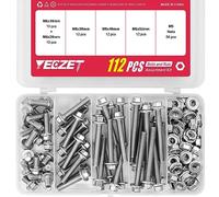 YEEZET Kit de Pernos y Tuercas con Cabeza Hexagonal y Brida de 112 Piezas M6 de Acero Inoxidable 304. Incluye Longitudes de 10mm, 20mm, 30mm, 40mm, 50mm.