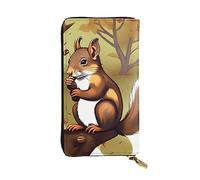 yefan Cartera de ardilla que come nueces, cartera con cremallera para mujer, cartera larga para mujer, cartera organizadora de múltiples tarjetas y cartera de mano, Black, Talla única