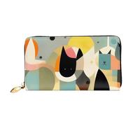 yefan Cartera de gato de arte moderno de mediados de siglo, cartera con cremallera, cartera organizadora de múltiples tarjetas y gran capacidad, 7.48 x 4.13 pulgadas (aprox. 19 x 10.5 cm), Black,