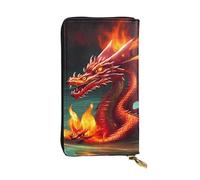 yefan Cartera Dragon King in Fire, con cremallera, gran capacidad, puede contener 12 tarjetas.