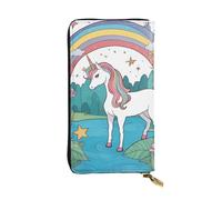 yefan Cartera Unicorns by the River, con cremallera, gran capacidad, puede contener 12 tarjetas.