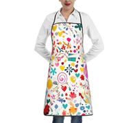 yefan Delantal de cocina con fondo de feliz cumpleaños, ajustable y con un bolsillo, unisex, adecuado para restaurantes, barbacoas y cocina.