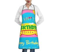yefan Delantal de cocina con globo de feliz cumpleaños, ajustable y con un bolsillo, unisex, adecuado para restaurantes, barbacoas y cocina.
