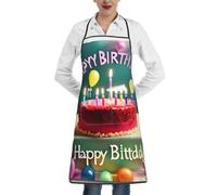 yefan Delantal de cocina de feliz cumpleaños, ajustable, con un bolsillo, unisex, adecuado para restaurantes, barbacoas y cocina.