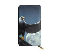 yefan Eagle Under The Stars - Cartera con cremallera para mujer, cartera larga para mujer, cartera organizadora de múltiples tarjetas y cartera de mano, Black, Talla única