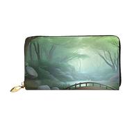 yefan Little Bridge in The East - Cartera con cremallera, organizador de tarjetas múltiples y gran capacidad, 7.48 x 4.13 pulgadas (aprox. 19 x 10.5 cm), Black, Talla única