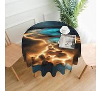 yefan Mantel redondo View Under The Moon, 152,4 cm y manteles para interiores y exteriores para fiestas de cocina.