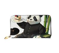 yefan Pandas of Father and Son - Cartera con cremallera, organizador de tarjetas múltiples, gran capacidad, 7.48 x 4.13 pulgadas (aprox. 19 x 10.5 cm), Black, Talla única