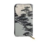 yefan Pine Tree Under The Moon - Cartera con cremallera para mujer, cartera larga para mujer, cartera organizadora de múltiples tarjetas y cartera de mano, Black, Talla única
