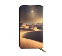 yefan Sahara Desert - Cartera con cremallera para mujer, cartera larga para mujer, cartera organizadora de múltiples tarjetas y cartera de mano, Black, Talla única