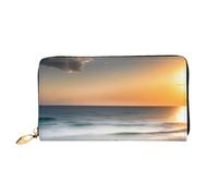 yefan Sunset Over The Waves - Cartera con cremallera, organizador de tarjetas múltiples y gran capacidad, 7.48 x 4.13 pulgadas (aprox. 19 x 10.5 cm), Black, Talla única