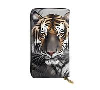 yefan Tiger At Rest - Cartera con cremallera para mujer, cartera larga para mujer, cartera organizadora de múltiples tarjetas y cartera de mano, Black, Talla única