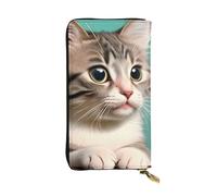 yefan Una cartera de gato curioso, con cremallera, gran capacidad, puede contener 12 tarjetas.