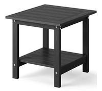 YEFU Mesa auxiliar para exteriores para patio: mesa auxiliar cuadrada HIPS de 16 x 16 pulgadas, mesas Adirondack de 2 niveles para patio, porche, piscina, sala de estar, playa, dormitorio, color negro