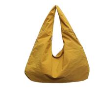 YeGang Bolsa de mano drapeada de color sólido para mujer, gran capacidad, impermeable, estilo hobo, minimalista, ligera, de nailon, para uso diario, informal, para uso diario, Amarillo, 50cm