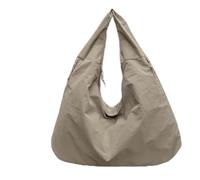 YeGang Bolsa de mano drapeada de color sólido para mujer, gran capacidad, impermeable, estilo hobo, minimalista, ligera, de nailon, para uso diario, informal, para uso diario, Khaki, 50cm